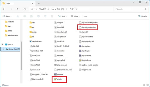 Folder cu fișiere PHP