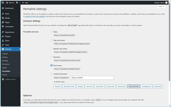 Setare Permalink WordPress